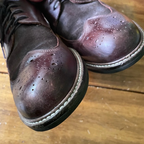 Ecco Oxford 43 US 10 Dress Casual Shoes Brown Suede Leather Brouge Wingtip - Picture 4 of 7